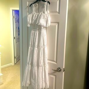 Place nationale one of a kind white eyelet dress